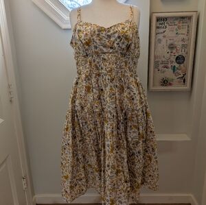 Yellow floral midi dress